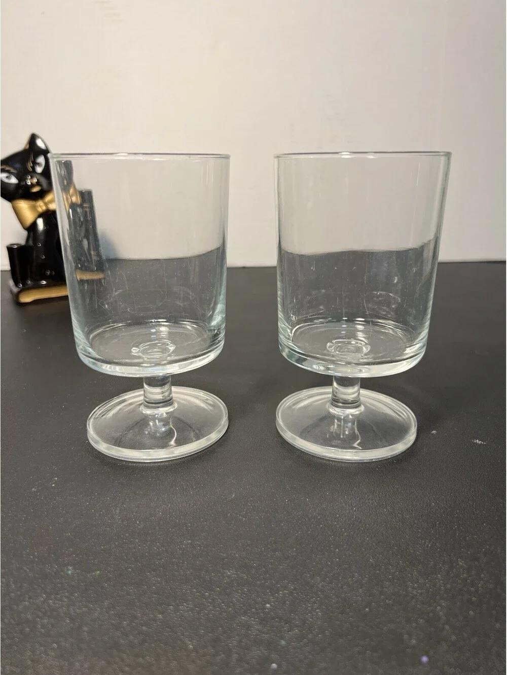 Luminarc France 1970s Set Of 2 Water Wine Goblets Cavalier Clear Glass, 3x5”